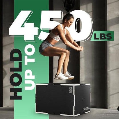 Yes4All 3 in 1 Non-Slip Wooden Plyo Box, Step Up Box for Workout, Plyometric Jump Box for Skipping, Jumping, Lunges, Squats, Dips - color: A. Black, style: 20" x 18" x 16"