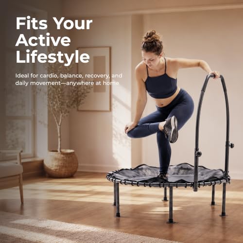 Sunny Health & Fitness 36"/40"/48" Bungee Exercise Trampoline with Handlbar - size: 40" trampoline