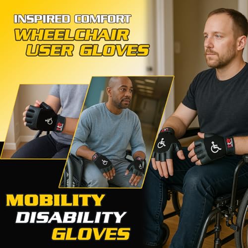 BTR Wheelchair Gloves for Men and Women | Mobility and Disability Gloves with Breathable, Lightweight Design, Non-Slip Grip, and Padded Palm Protection - color: All Black, size: X-Small