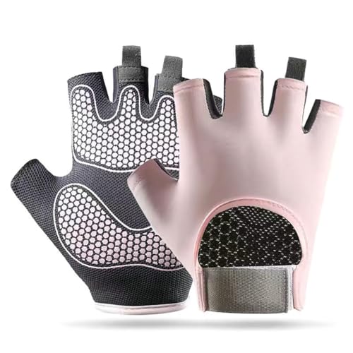 Workout Gloves for Men and Women Weight Lifting Gloves Gym Fitness Exercise Cycling Pull ups Microfiber Lightweight Breathable Non-Slip Silicone Padded Palm Grip Protection - color: Pink, size: Medium
