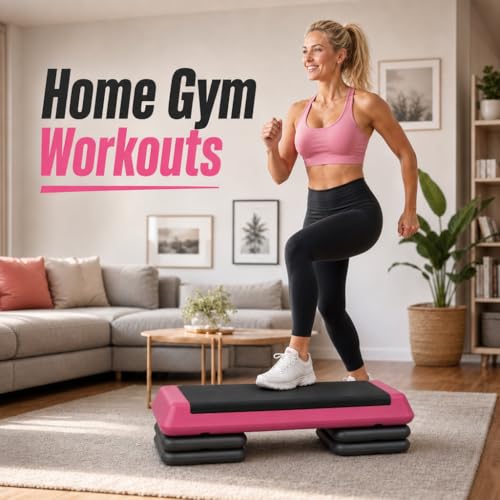 Aerobic Step Platform Height Adjustable Workout Step - color: Double-layer Base-Rose & Black