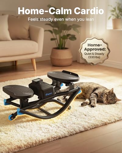 Merach Rocking Steppers for Exercise at Home, 3D Motion Stair Stepper with Resistance Bands for Full Body Workout & Low-Impact Balance Board, 330 LBS Loading Capacity Exercise Equipment