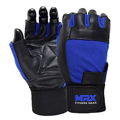 MRX Weight Lifting Gloves Gym Fitness Exercise Bodybuilding Workout Powerlifting - color: Blue, size: Medium