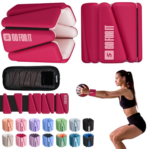 SPORTBIT Wrist and Ankle Weights for Women - Set of 2 (1lb Each) Wearable Ankle & Wrist Weights - Leg & Arm Bands, Silicone Weighted Bracelets for Workout, Walking, Running, Yoga, Pilates - color: *A - Pink