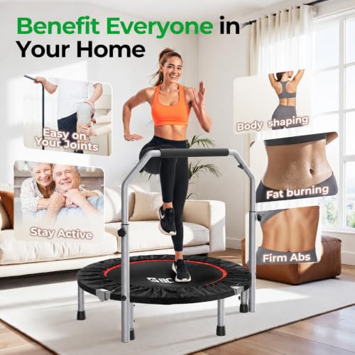BCAN SP2 40/48" Foldable Mini Rebounder Trampoline for Adults |FED Fitness - color: Black, size: 40-inch