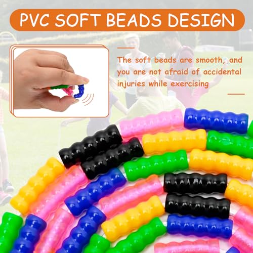 Beaded Jump Rope 1 Pack/2 Pack, ACEONE Segmented Skipping Rope for Kids Adults, Adjustable Tangle-Free Toddler Jumping Rope for Fitness Exercise Training - color: Rainbow Yellow