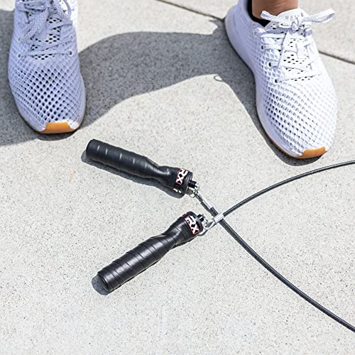 Jump Rope - Black Ops Ergonomic Handles with Trans Black Cable Buff 3.4 | Jump Smart Weighted Speed Rope for Sports & Fitness, MMA, HIIT, Cardio Workout - size: Large