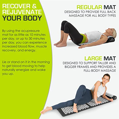 ProsourceFit Acupressure Mat and Pillow Set for Back/Neck Pain Relief and Muscle Relaxation - color: Black/White, size: Large