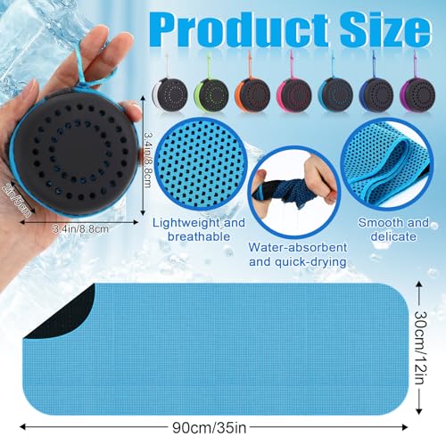 Peryiter 20 Pack Cooling Towels with Circle EVA Carry Cases Cooling Towels - size: 35 x 12 Inch, style: Circle Eva