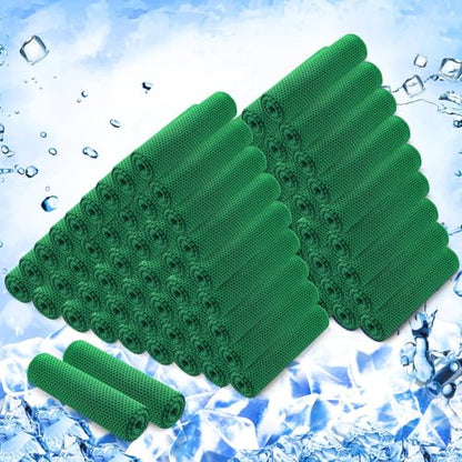 100 Pack Cooling Towels, 40"x12" Cooling Towels for Neck and Face Breathable Soft Chilly Sweat Rag Microfiber Sport Rags for Gym Yoga Golf Running - color: Green