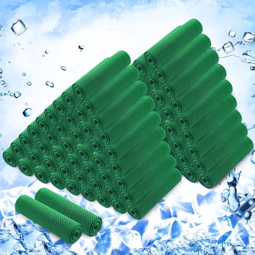 100 Pack Cooling Towels, 40"x12" Cooling Towels for Neck and Face Breathable Soft Chilly Sweat Rag Microfiber Sport Rags for Gym Yoga Golf Running - color: Green