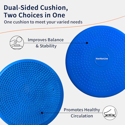 Wobble Cushion Balance Disc, Extra Thick Sensory Pad for Kids & Adults, Flexible Seating Core Strength Trainer for Posture Correction, Desk, Yoga & Stability Workout with Pump