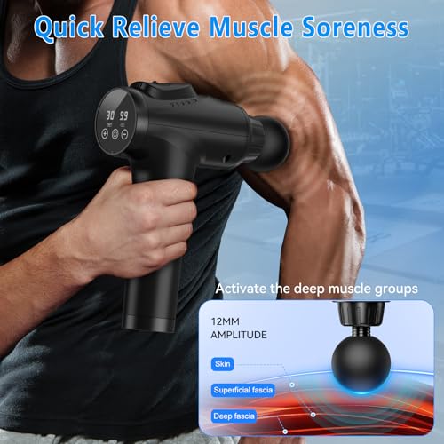 APHERMA Massage Gun, Muscle Massage Gun for Athletes Handheld Electric Deep Tissue Back Massager, Percussion Massage Device for Pain Relief with 30 Speed Levels 9 Heads Black - color: Black