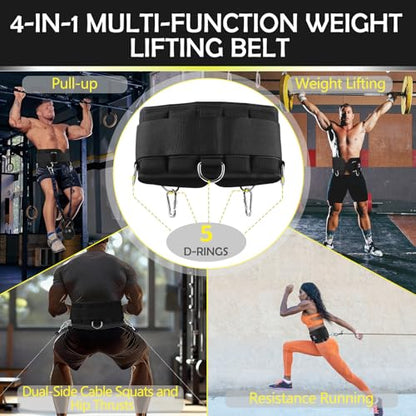 5 D-Rings Dip Belt with 30.7" Adjustable Nylon Strap for Pull Up