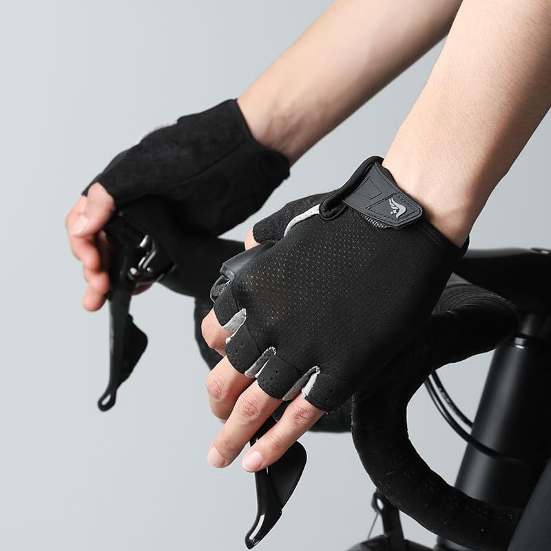 Half-Finger Workout Gloves Unisex - Anti Slip Exercise Gloves Gym Training - color: Black, size: Medium