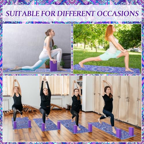 Tinideya 3 Pcs Yoga Mat Yoga Block 6 MM Thick Yogas Mat Non Slip with Carrying Strap Travel Mats for Exercise, Fitness, Pilates, Floor Workouts