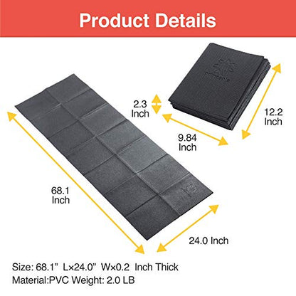 Primasole Folding Yoga Travel Pilates Mat Foldable Easy to Carry to Class Beach Park Tear resistant Travel Picnics 4mm Thick 9 Colors