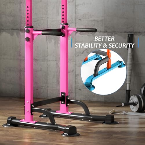 Adjustable Pull Up Bar Free Standing, Steel Pullup Dip Station for Home Gym, Portable Power Tower Pull Up Bar with Widened Base for Tall man, 400 LBS