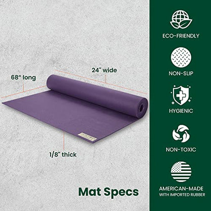 JadeYoga Travel Yoga Mat - Packable, Lightweight, and Portable Yoga Mat - Non-Slip Natural Rubber Mat for Women & Men - Great for Yoga, Home, Gym, Pilates, Fitness, and Stretching