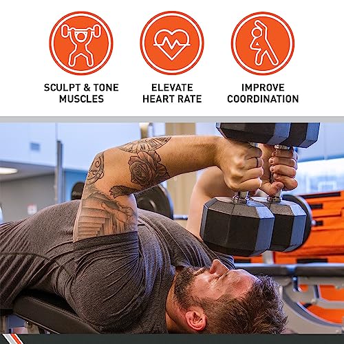 Body Sport Rubber Encased Hex Dumbbell Weight, Single – Dumbbells for Exercises – Strength Training Equipment – Home Gym Accessories – Weight Training - style: 30 lbs