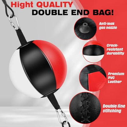 Doorway Punching Bag Double End Bag for Boxing, No Wall Installation Boxing Training Set with Bungee Cords, Double End Punching Ball Striking Equipment for Training at Home & Gym