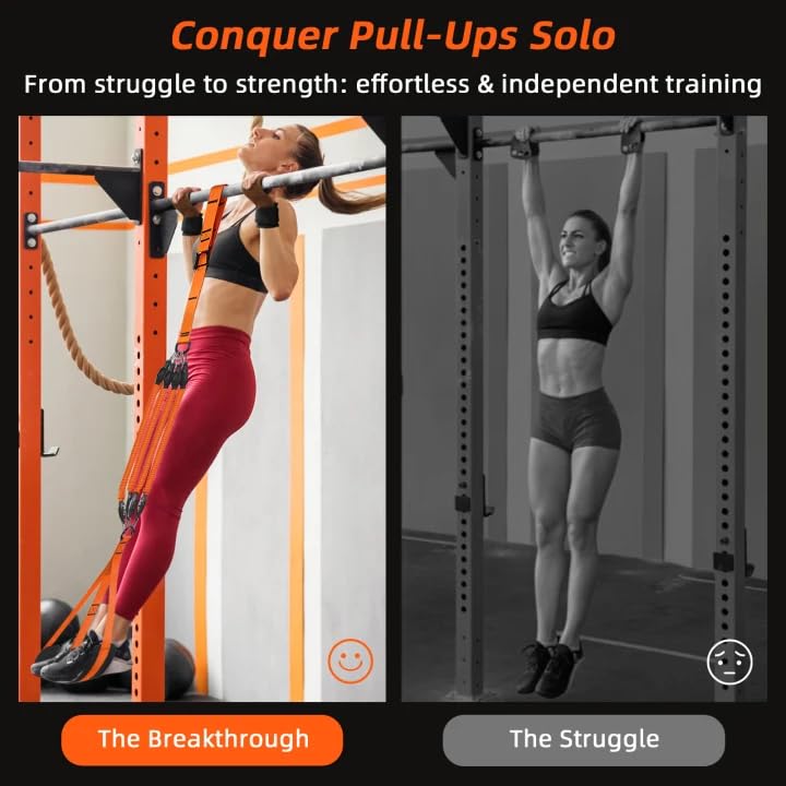 Pull Up Assistance Bands 300lbs, Adjustable Heavy Duty Resistance Band for Pull Up Bar Workout, Pullup Assist Bands with Feet Rest | Home Gym Fitness Exercise Strength Training