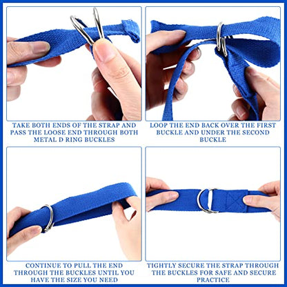 6 Pcs Yoga Strap for Stretching 8 Ft Yoga Exercise Adjustable Straps Bands with Safe Adjustable D Ring Buckle for Pilates Gym Workouts Fitness Improves Sitting Posture