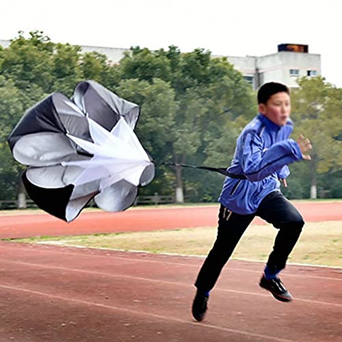 Resistance Parachute 57" Running Power Chute, Resistance Sprint Speed Training Parachute, Athletics Training Tool Equipment with Carrying Pouch(Color:Black) - color: Black