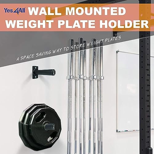 Yes4All Vertical Wall Mounted Olympic Barbell Holder, Barbell Storage Rack, Hanging Barbell Rack for Home Fitness Equipment - color: Black Weight Plate Holder - Single