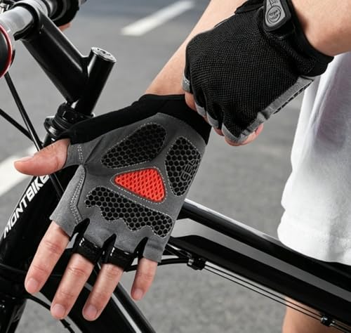 1 Pair Half Finger Cycling Gloves, Breathable Non-Slip Padded Workout Gloves, Lightweight Outdoor Sports Gloves
