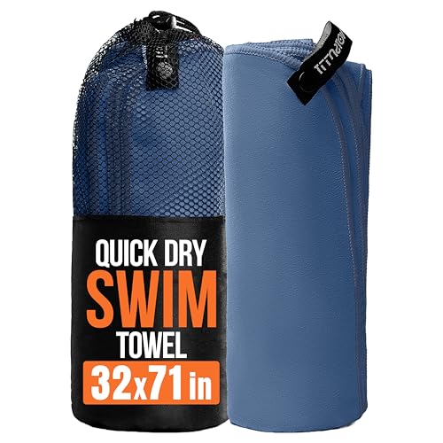 illusion Extra Large Microfibre Swimming Towel (71''L x 32''W)–Compact, Lightweight & Quick Dry Towel-Perfect for Travel, Gym, and Swim Towels Ideal for Post-Workout Showers & After Swimming - color: Steel Blue, size: 71x32 in - Pack of 1