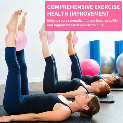 9 Inch Pink Pilates Ball, Exercise Stability Yoga Ball Small Exercise Ball with Air Pump for Core Workout, Balance Training, Home Gym, Office, Physical Therapy