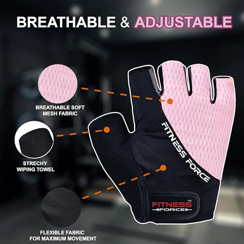 FITNESS FORCE Breathable Workout Gloves for Men and Women, Padded Weight Lifting Gloves with Full Palm Protection for Grip, Exercise, Cycling, Gym, Fitness Training