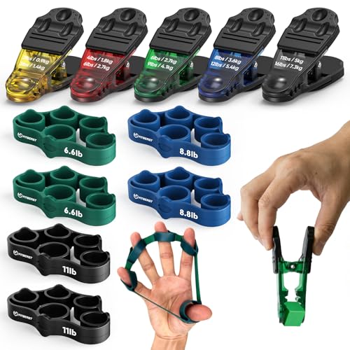 FitBeast Finger Exerciser Set, Pinch Clips & Finger Extension Bands for Hand Therapy, Grip Strength, Dexterity & Hand Rehab
