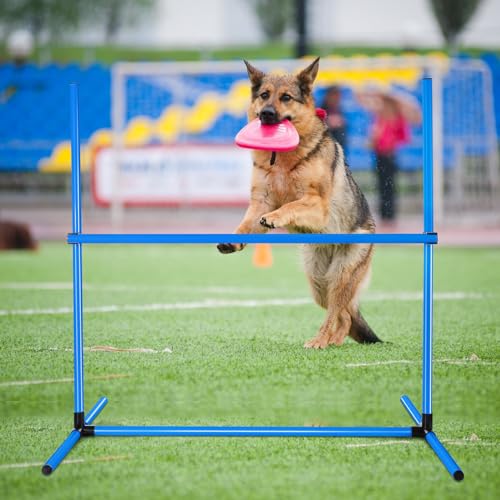 Shappy 4 Pcs Dog Agility Jumps Adjustable Height Hurdles with Bag,Blue - color: Blue