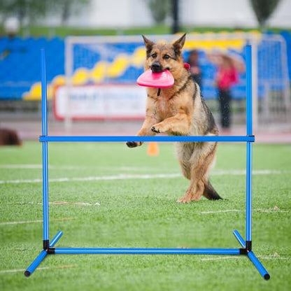 Shappy 4 Pcs Dog Agility Jumps Adjustable Height Hurdles with Bag,Blue - color: Blue