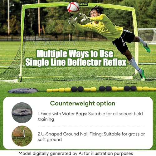 9-13 FT Single Line Goalkeeper Ball Deflector, Soccer Goalkeeper Training Equipment, Multiple Different Refraction Angles, Enhanced Reaction Time & Ball Control