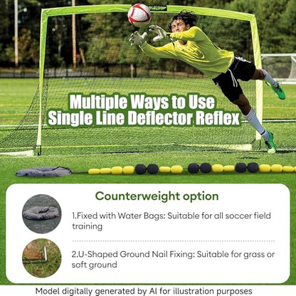 9-13 FT Single Line Goalkeeper Ball Deflector, Soccer Goalkeeper Training Equipment, Multiple Different Refraction Angles, Enhanced Reaction Time & Ball Control