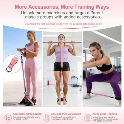Multifunction Pedal Resistance Band with Handle Kit (30/40/50lbs) for Women | Adjustable Tension Rope,Portable Fashion Puller Exercise Bands for Women's Full Body Training at Home,Leg,Arm,Pilates