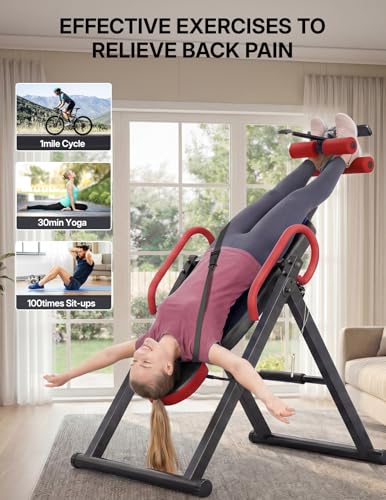 YOLEO Gravity Inversion Table for Back Pain Relief 2026 New Inversion Table w/Lumbar Support Easy to Assemble Back Stretcher Machine 300 lbs