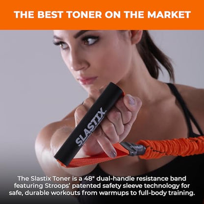 Slastix Toner Resistance Bands with Handles | Safe Sleeve Exercise Bands for Strength Training, Full Body Workouts, and Home Gym Fitness