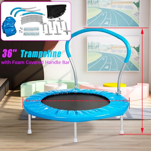 36" Kids Trampoline with Handle, Indoor Mini Trampoline for Kids, Toddlers Small Rebounder Fitness Trampoline for Indoor and Outdoor Use