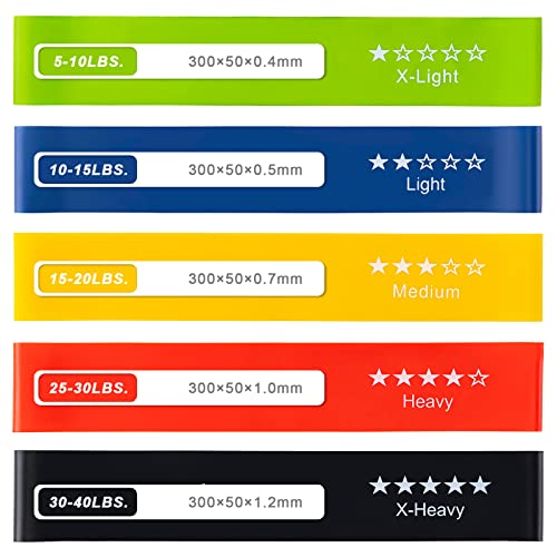 Honmein Resistance Bands for Working Out, Exercise Bands with 5 Resistance Levels Fit for Home Fitness, Strength Training, Natural Latex Resistance Band Include Instruction Guide and Carry Bag