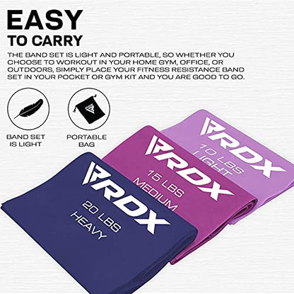 RDX Resistance Bands TPE 3 Level Set 1.5M Long, REACH RoHS CPSIA Certified, Flat Skin Friendly Thick Stretch Elastic Loop, Yoga Home Gym Fitness Workout Exercise, Ballet Pilates Legs Training Slimming