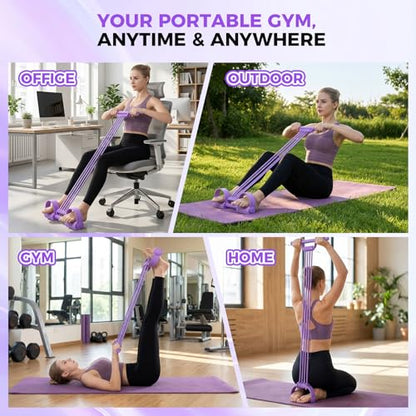 Pedal Resistance Band with Handles, Multifunction Tension Rope & Sit Up Exercise Equipment for Full Body Workout, Chest Strength Training, Portable Home Gym Fitness Gear for Men & Women
