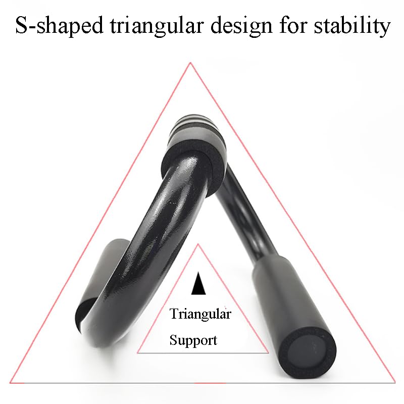 1 Pair S-Shaped Push Up Bars Non-Slip Push Up Stands Sweat Absorbent Foam Handles Floor Strength Training Equipment for Men Women Home Gym