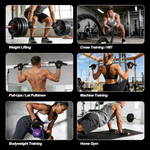 COFIT Workout Gloves for Men Women, Weight Lifting Gloves with 5MM Padded Palm, Non-Slip Gym Gloves, Fingerless Breathable Fitness Gloves for Training, Exercise, Pull Ups - size: Medium