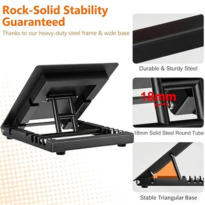 Slant Board for Calf Stretching, Heavy Duty Steel Squat Wedge, 5-Level Adjustable Incline Board, 650 lb Weight Capacity for Heel Elevated Squats, Weightlifting, Calf Stretch & Physical Therapy