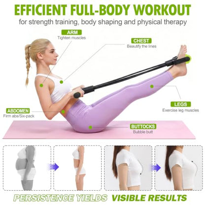 Foot Pedal Resistance Bands with Handles, 6-Tube Multifunction Exercise Bands, Durable Home Gym Fitness Equipment for Women & Men - color: Black-green