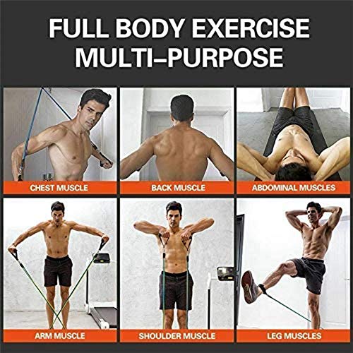 Resistance Bands Set, Stackable Up to 100lb, Indoor Outdoor Workout Bands with Door Anchor Amp; Handles for Fitness,Strength, Yoga, Home Gym
